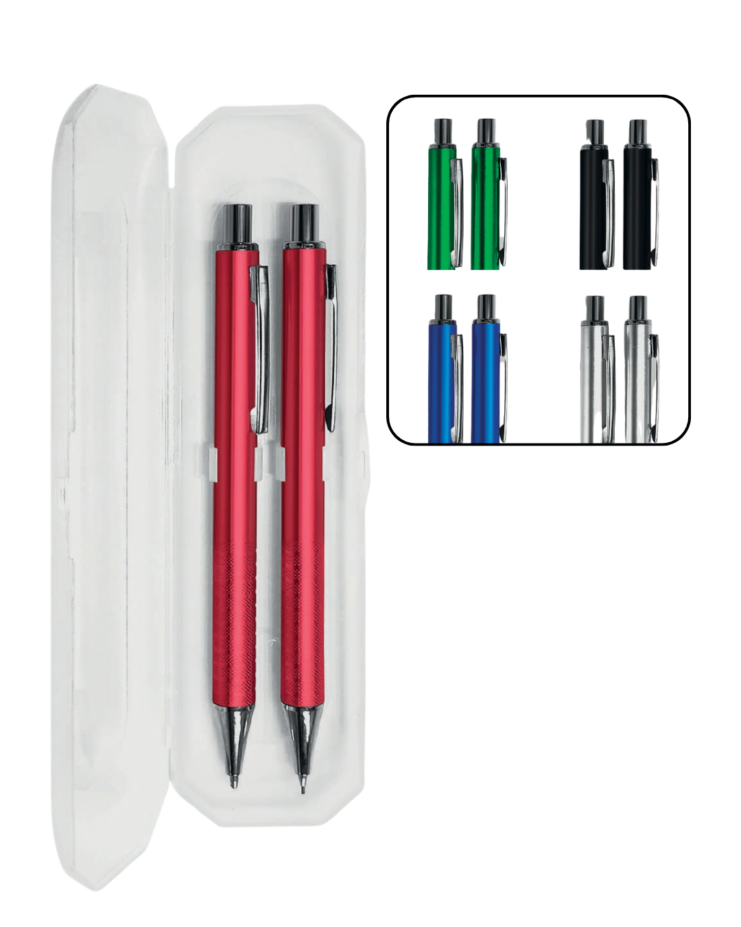 Bolígrafo y Portaminas Metálico en Estuche